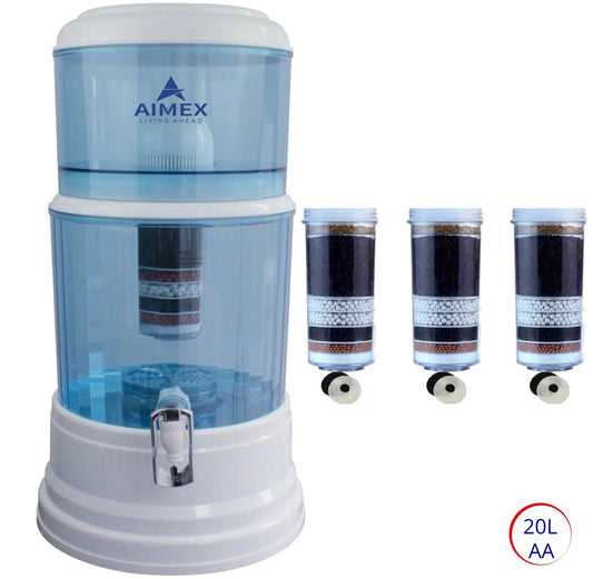 Aimex 20L Benchtop Water Purifier Maifan Stone with 3 X 8 Stage Fluoride Reduction Filters - Mekamart Australia