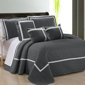 6 piece two tone embossed comforter set king charcoal - Mekamart Australia