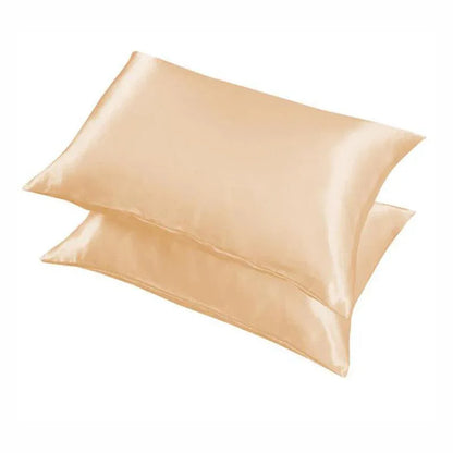 2 Pack Satin Pillowcases Luxury Soft Cushion Covers Bedroom Home Decor - Light Orange - Mekamart Australia
