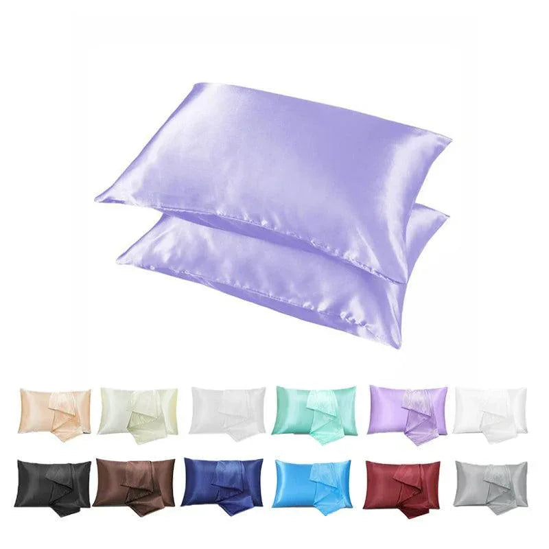2 Pack Satin Pillowcases Luxury Soft Cushion Covers Bedroom Home Decor - Light Yellow - Mekamart Australia
