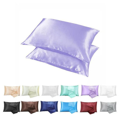 2 Pack Satin Pillowcases Luxury Soft Cushion Covers Bedroom Home Decor - Light Yellow - Mekamart Australia