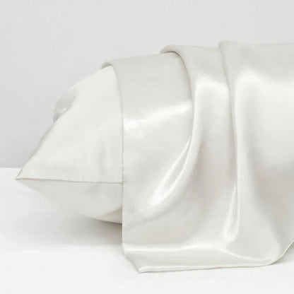 2 Pack Satin Pillowcases Luxury Soft Cushion Covers Bedroom Home Decor - Light Yellow - Mekamart Australia