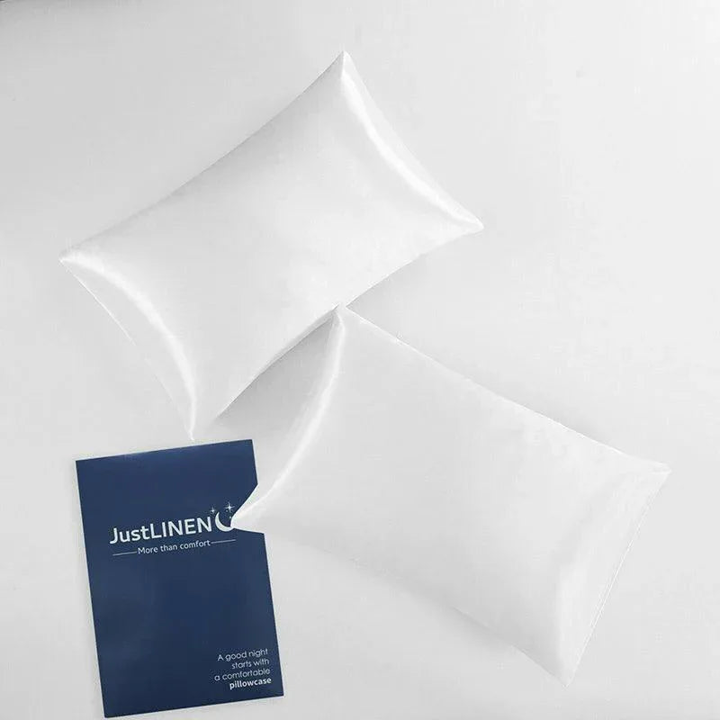 2 Pack Satin Pillowcases Luxury Soft Cushion Covers Bedroom Home Decor - Light Yellow - Mekamart Australia