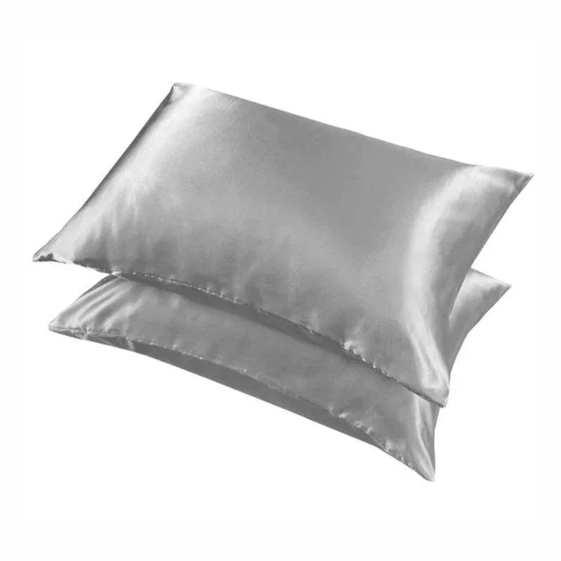 2 Pack Satin Pillowcases Luxury Soft Cushion Covers Bedroom Home Decor - Light Yellow - Mekamart Australia