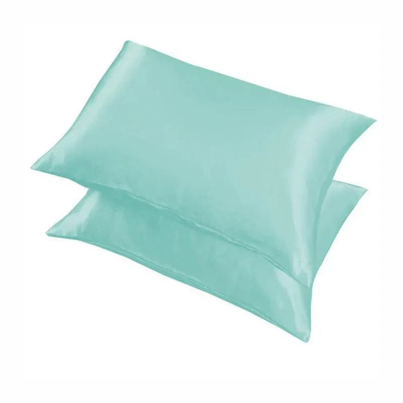 2 Pack Satin Pillowcases Luxury Soft Cushion Covers Bedroom Home Decor - Light Yellow - Mekamart Australia