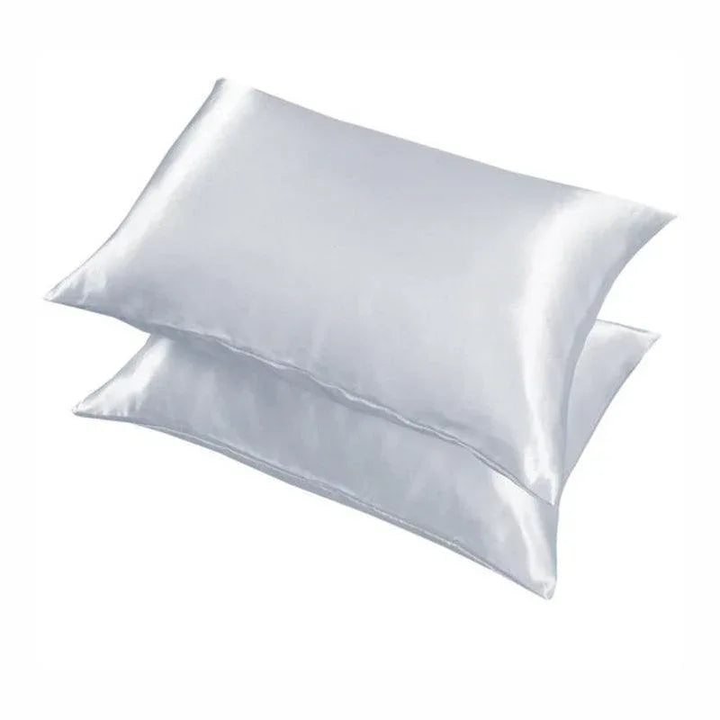 2 Pack Satin Pillowcases Luxury Soft Cushion Covers Bedroom Home Decor - Light Yellow - Mekamart Australia