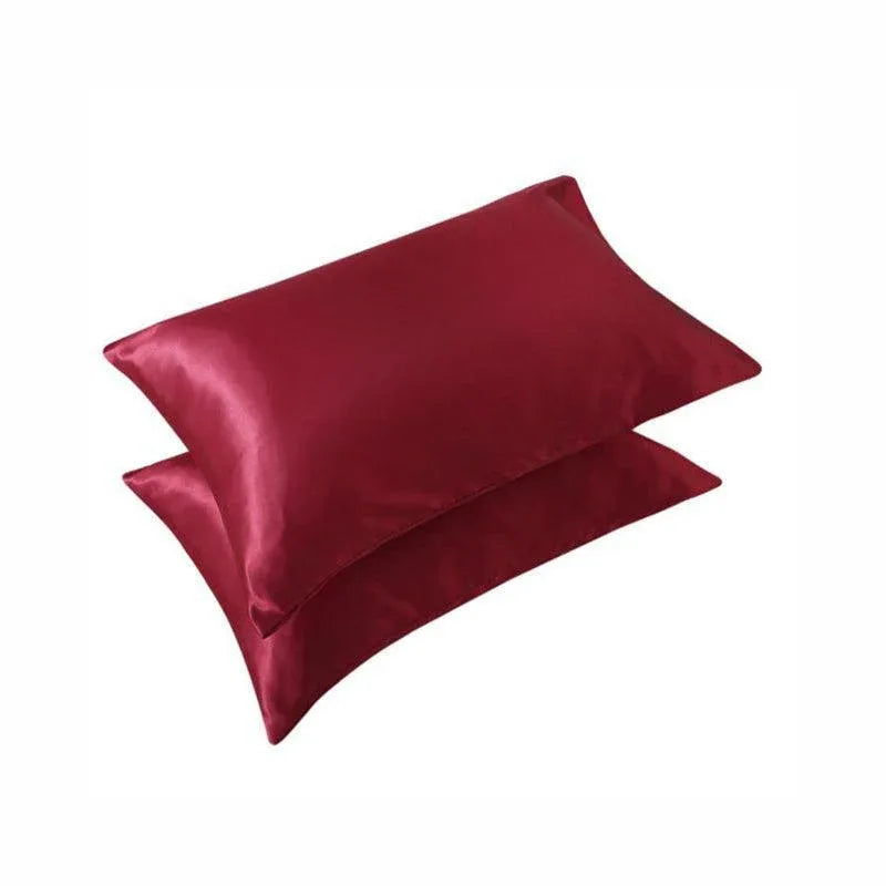 2 Pack Satin Pillowcases Luxury Soft Cushion Covers Bedroom Home Decor - Light Yellow - Mekamart Australia