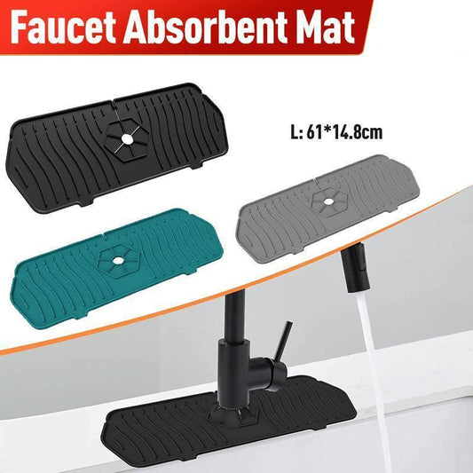 L Size Silicone Faucet Mat Kitchen Protector Faucet Absorbent Mat Sink Splash Guard - Green - Mekamart Australia