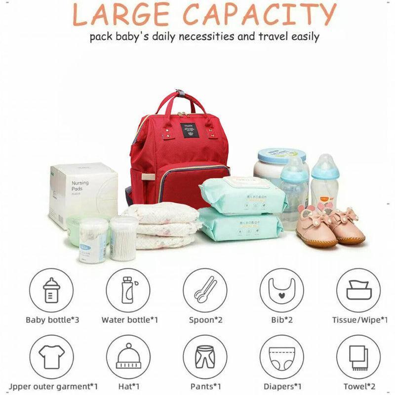 Luxury Multifunctional Diaper Nappy Backpack Maternity Mummy Changing Bag - Wavy Grain - Mekamart Australia