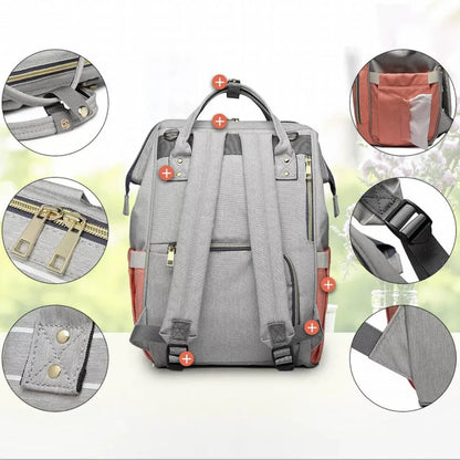 Luxury Multifunctional Diaper Nappy Backpack Maternity Mummy Changing Bag - Wavy Grain - Mekamart Australia