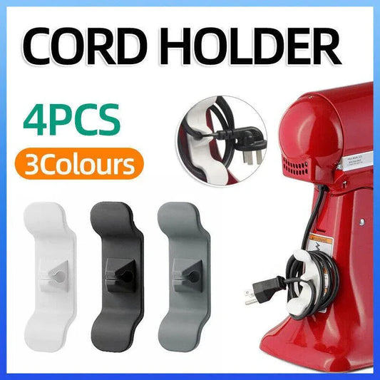 Cord Organizer Wrap Holder 4pcs Kitchen Appliance Cable Winder Adhesive Clip - 4PCS White - Mekamart Australia