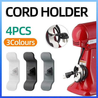 Cord Organizer Wrap Holder 4pcs Kitchen Appliance Cable Winder Adhesive Clip - 2PCS White+2PCS Black - Mekamart Australia