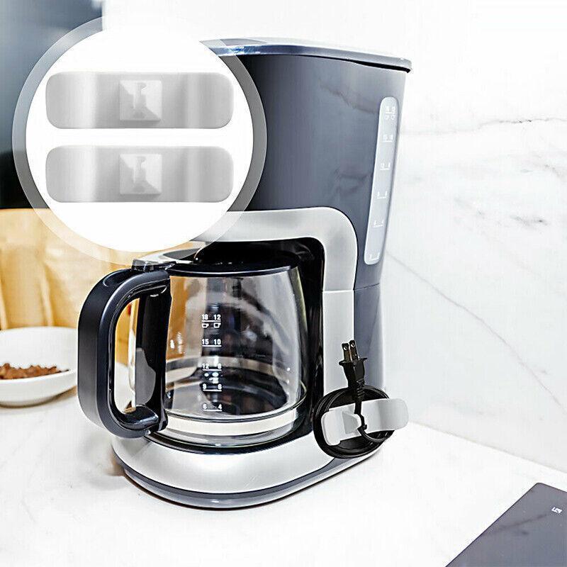 Cord Organizer Wrap Holder 4pcs Kitchen Appliance Cable Winder Adhesive Clip - 2PCS White+2PCS Black - Mekamart Australia