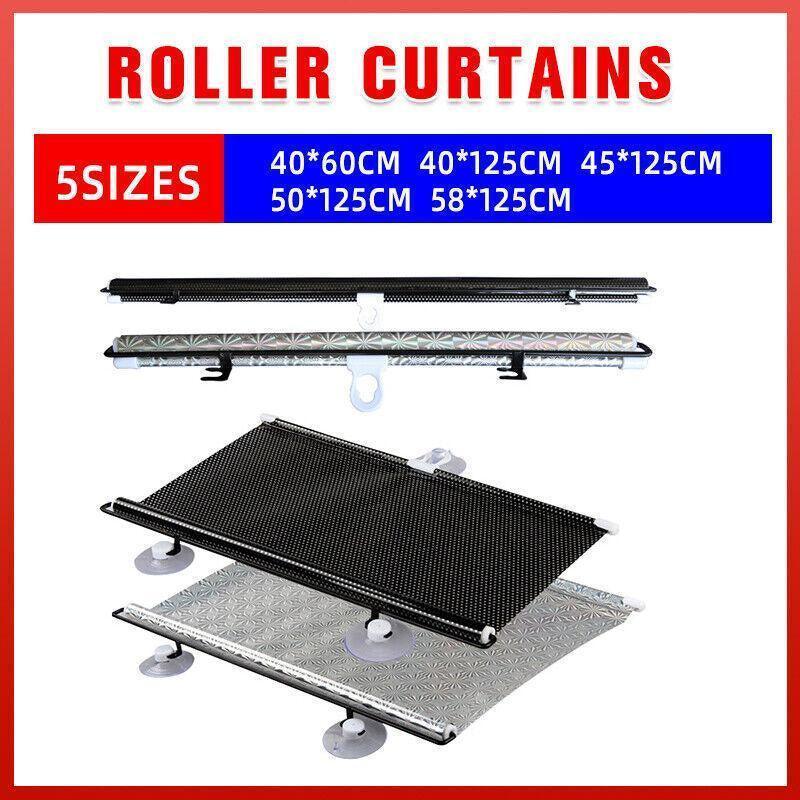 Silver Roller Blinds Suction Cup Sunshade Blackout Curtains Car Home Window Curtains - 45 X 125 CM - Mekamart Australia