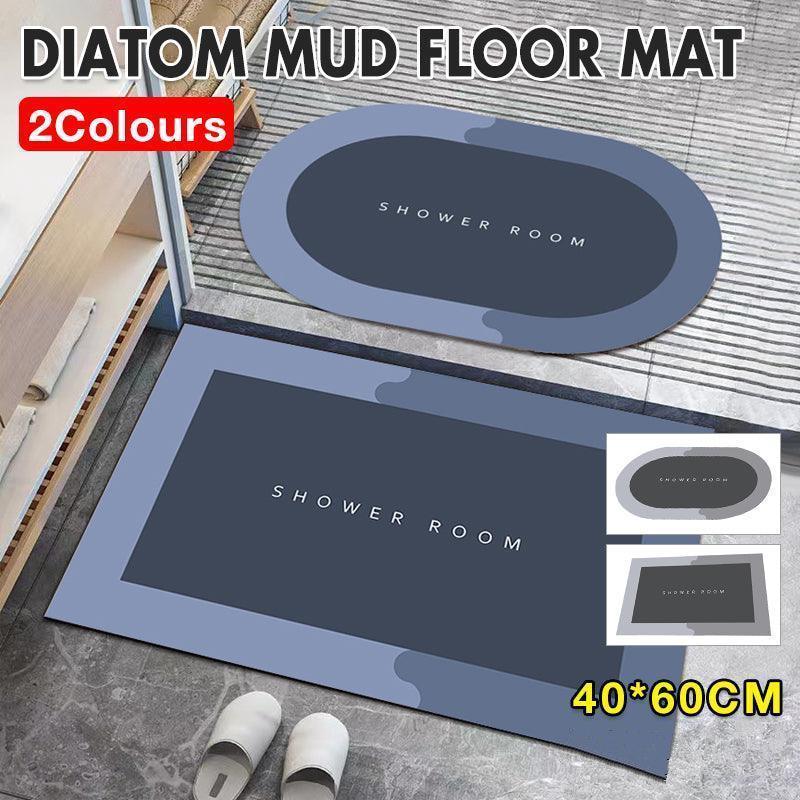 40*60CM Super Absorbent Floor Mat Soft Quick-Drying Non-Slip Diatom Mud Bath - Grey-Oval - Mekamart Australia