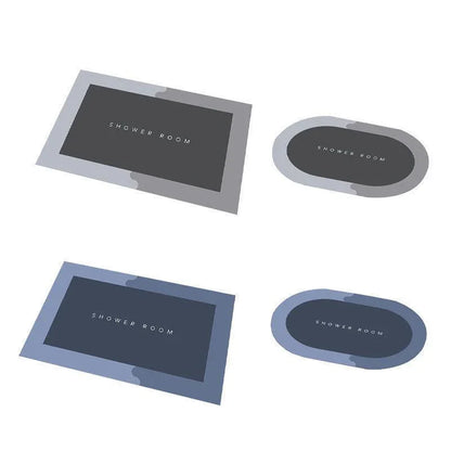 40*60CM Super Absorbent Floor Mat Soft Quick-Drying Non-Slip Diatom Mud Bath - Grey-Oval - Mekamart Australia