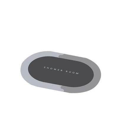 40*60CM Super Absorbent Floor Mat Soft Quick-Drying Non-Slip Diatom Mud Bath - Grey-Oval - Mekamart Australia