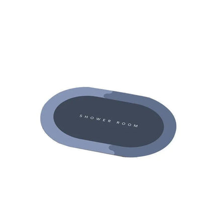 40*60CM Super Absorbent Floor Mat Soft Quick-Drying Non-Slip Diatom Mud Bath - Grey-Oval - Mekamart Australia