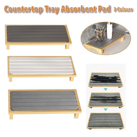 Countertop Absorbent Drainage Mat Sink Splash Pad Bathroom Tray Water Catcher - Dark Grey - Mekamart Australia
