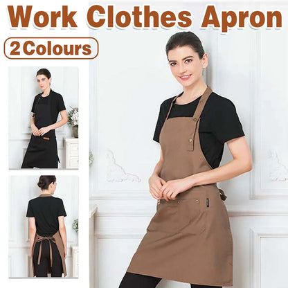 Adjustable Work Apron Neck Strap Waist Tie Kitchen Cooking Bib Apron Men Women - Brown - Mekamart Australia