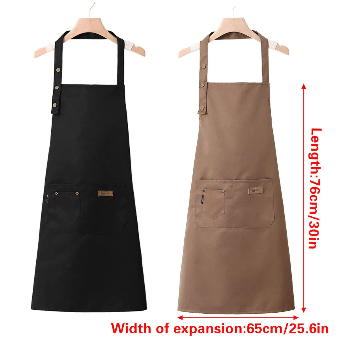 Adjustable Work Apron Neck Strap Waist Tie Kitchen Cooking Bib Apron Men Women - Brown - Mekamart Australia