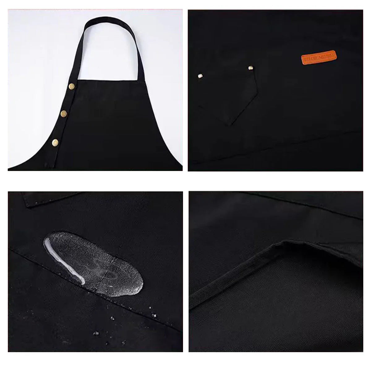 Adjustable Work Apron Neck Strap Waist Tie Kitchen Cooking Bib Apron Men Women - Brown - Mekamart Australia