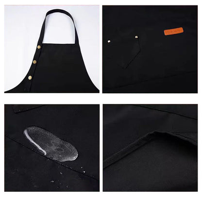 Adjustable Work Apron Neck Strap Waist Tie Kitchen Cooking Bib Apron Men Women - Brown - Mekamart Australia