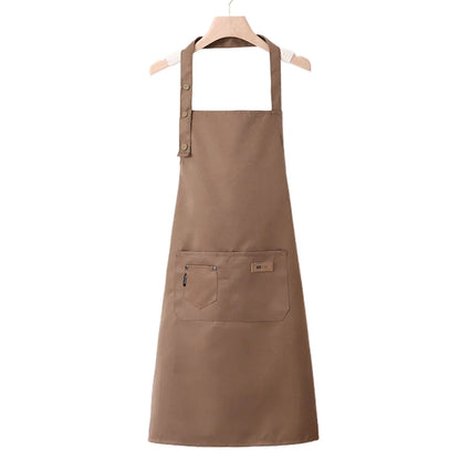 Adjustable Work Apron Neck Strap Waist Tie Kitchen Cooking Bib Apron Men Women - Brown - Mekamart Australia
