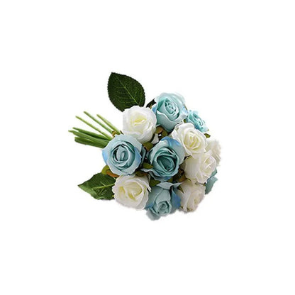 12 Heads Silk Rose Artificial Flowers Fake Bouquet - pink - Mekamart Australia