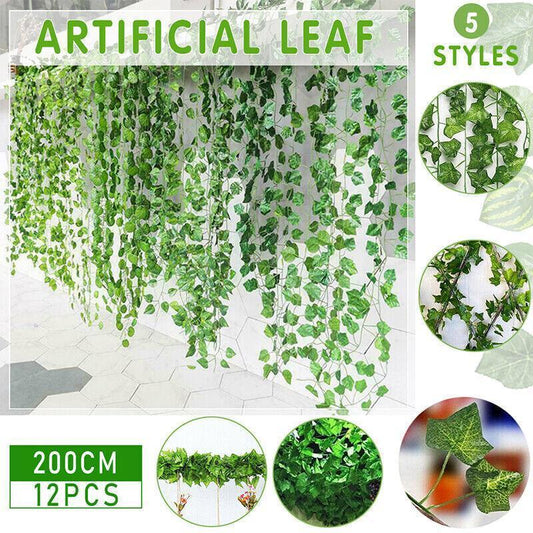 12 X 2M Artificial Ivy Vine Fake Foliage Flower Hanging Leaf Garland Plant Party - Begonia Leaves - Mekamart Australia