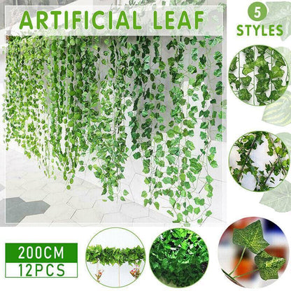 12 X 2M Artificial Ivy Vine Fake Foliage Flower Hanging Leaf Garland Plant Party - Scindapsus Leaves - Mekamart Australia