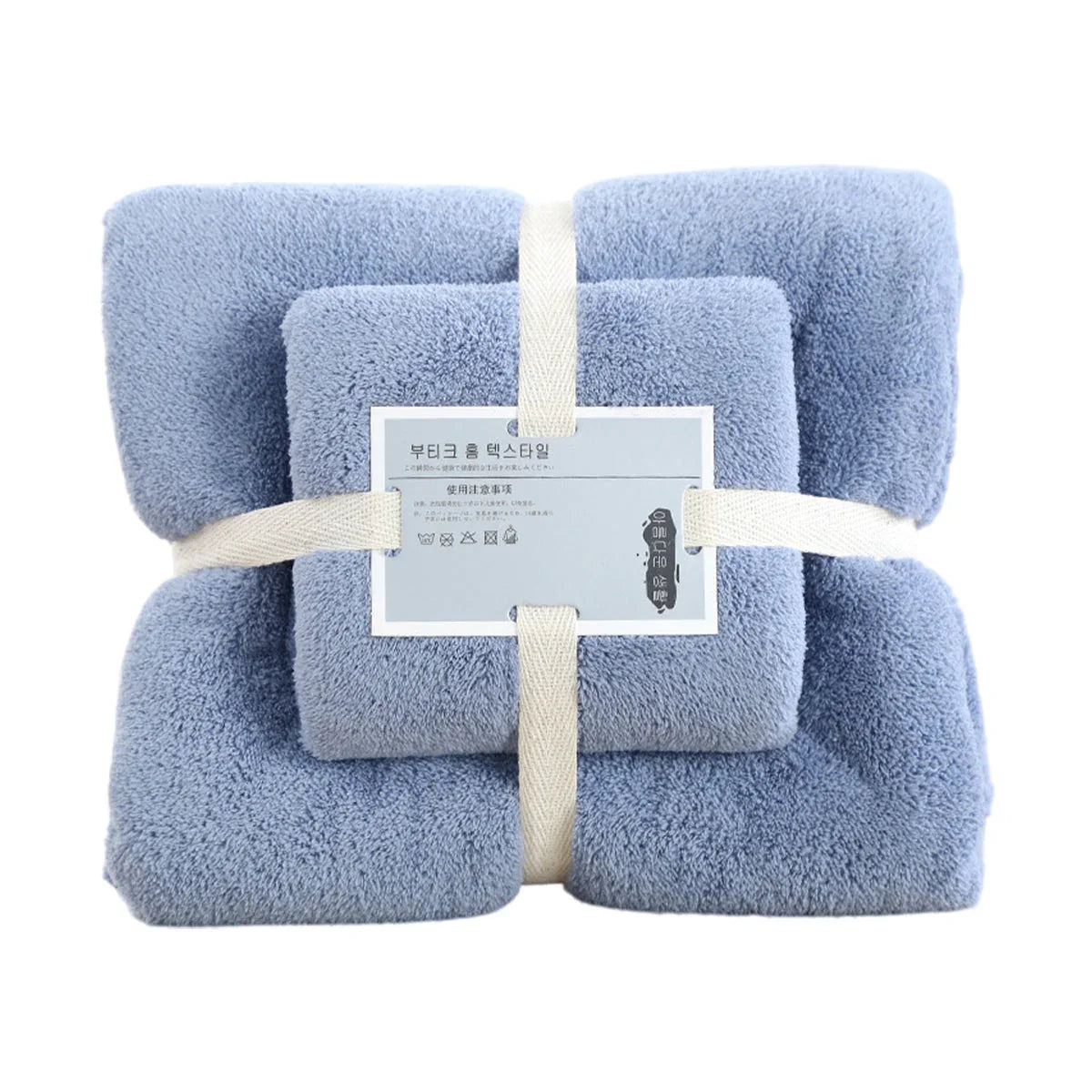 Coral Velvet Towel Set Bath Towels Soft Absorbent Quick Dry Face Hand Cloth Home - Blue - Mekamart Australia