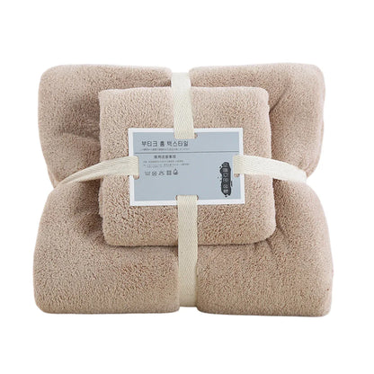 Coral Velvet Towel Set Bath Towels Soft Absorbent Quick Dry Face Hand Cloth Home - Brown - Mekamart Australia