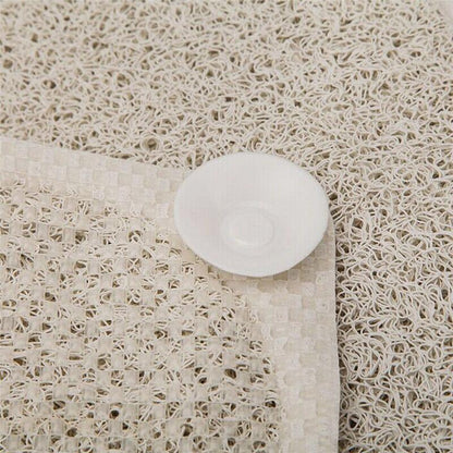 Anti Slip Shower Mat Loofah Surface Bath Rug 70x40cm White PVC Bathroom Carpet - Mekamart Australia