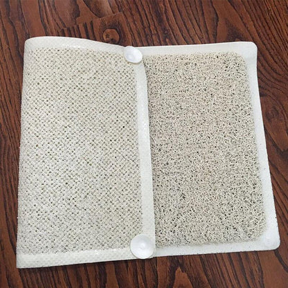 Anti Slip Shower Mat Loofah Surface Bath Rug 70x40cm White PVC Bathroom Carpet - Mekamart Australia