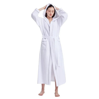 Hotel Bathrobe Waffle Hooded Robe Soft Absorbent for Men and Women Unisex Towels - Mekamart Australia