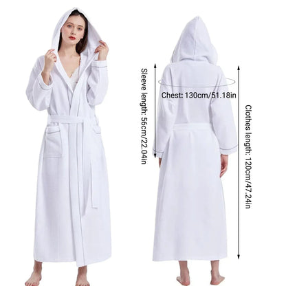 Hotel Bathrobe Waffle Hooded Robe Soft Absorbent for Men and Women Unisex Towels - Mekamart Australia