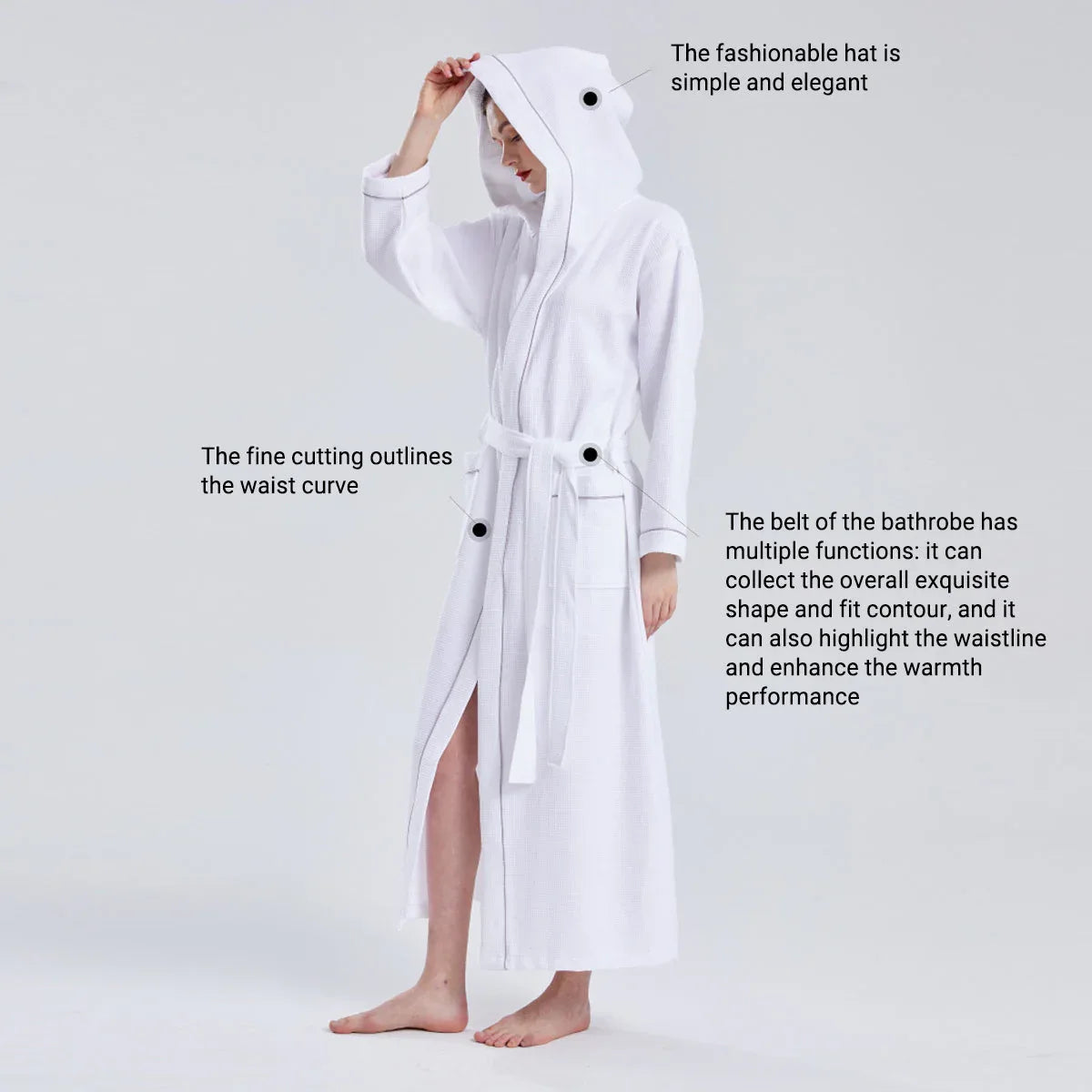 Hotel Bathrobe Waffle Hooded Robe Soft Absorbent for Men and Women Unisex Towels - Mekamart Australia