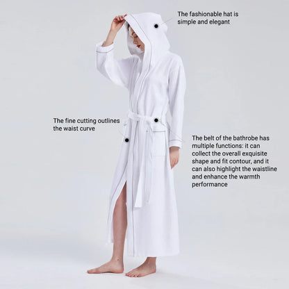 Hotel Bathrobe Waffle Hooded Robe Soft Absorbent for Men and Women Unisex Towels - Mekamart Australia