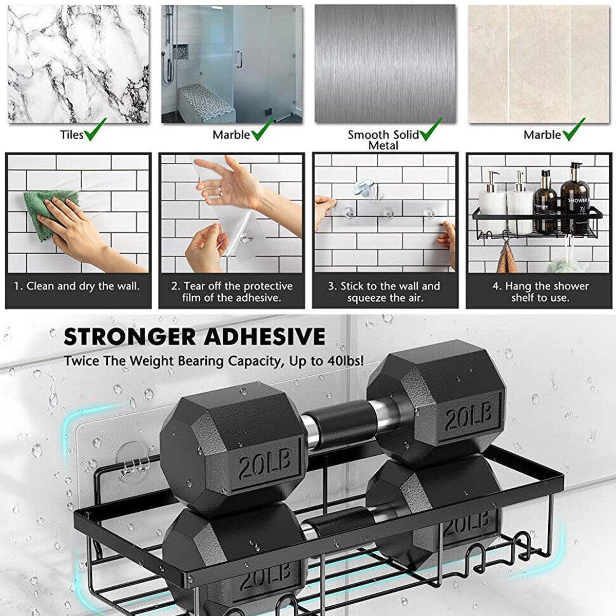 Perforation Free Bathroom Shelf Space Saving Storage Rack Organizer for Home Use - Mekamart Australia