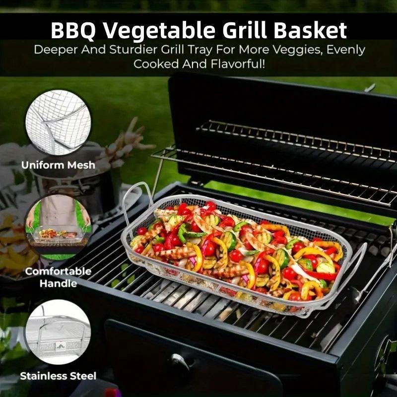 Stainless Steel Square Barbecue Basket Multifunctional Tray Grilling Vegetables - Mekamart Australia