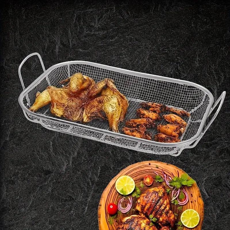 Stainless Steel Square Barbecue Basket Multifunctional Tray Grilling Vegetables - Mekamart Australia