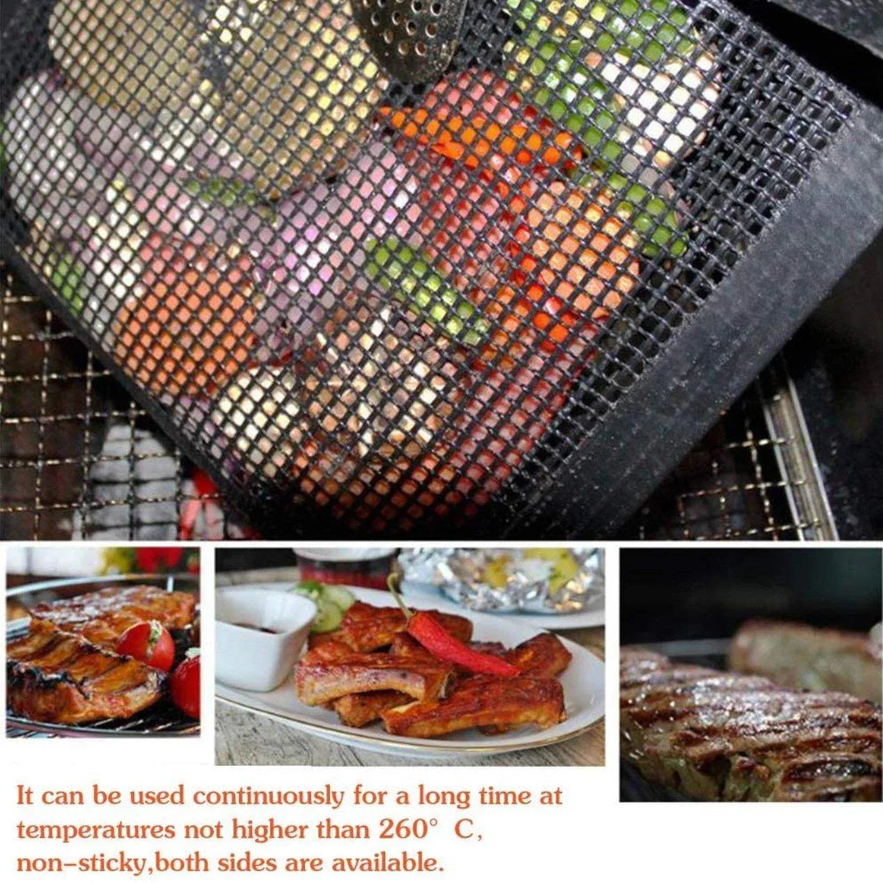 24x14CM BBQ Grilling Mesh Reusable Bag Outdoor Camping Barbecue Grill Mats Cooking Pads - Copper - Mekamart Australia