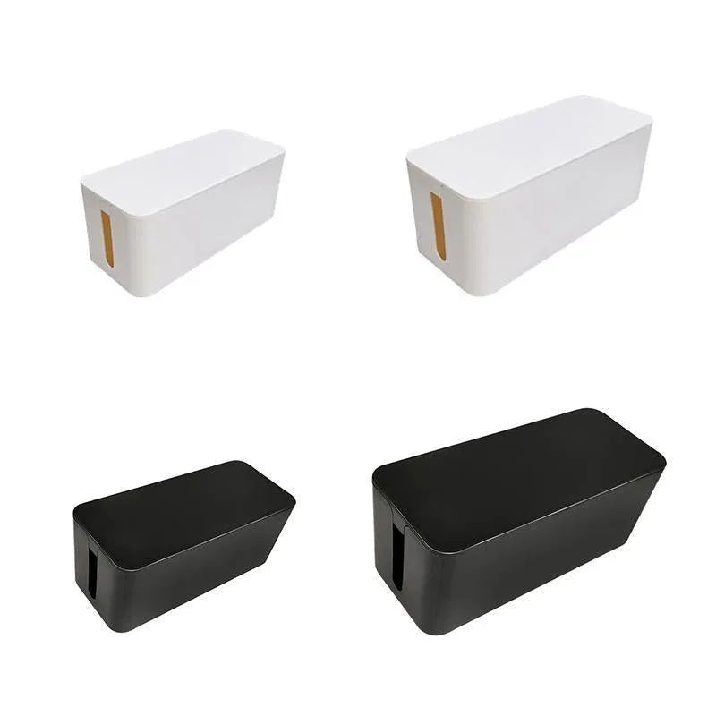 Large Cable Wire Storage Box Case Cord Management Socket Tidy Organizer with Lid - Black S - Mekamart Australia
