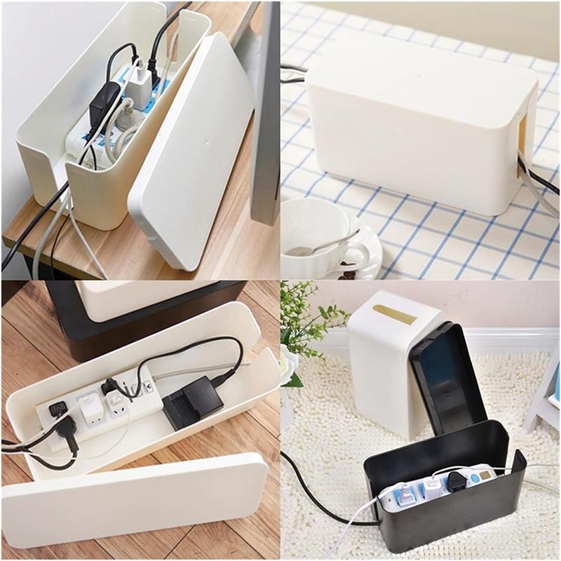 Large Cable Wire Storage Box Case Cord Management Socket Tidy Organizer with Lid - Black S - Mekamart Australia