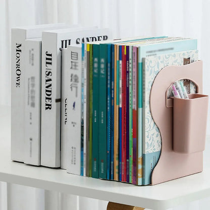 Retractable Book Stand Desk Organizer Adjustable Storage Rack with Pen Holder - White - Mekamart Australia