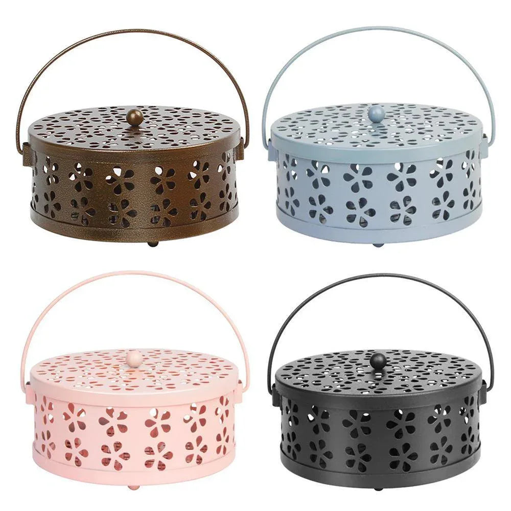 Iron Mosquito Incense Box Fireproof Tray Stand Indoor Household Incense Holder - Blue - Mekamart Australia