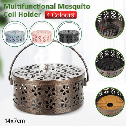 Iron Mosquito Incense Box Fireproof Tray Stand Indoor Household Incense Holder - Pink - Mekamart Australia