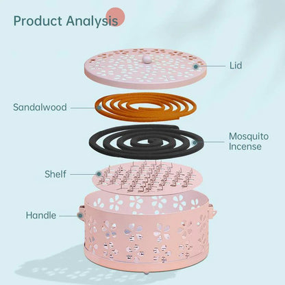 Iron Mosquito Incense Box Fireproof Tray Stand Indoor Household Incense Holder - Pink - Mekamart Australia