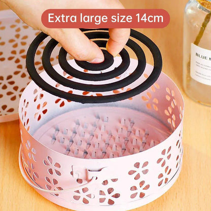 Iron Mosquito Incense Box Fireproof Tray Stand Indoor Household Incense Holder - Pink - Mekamart Australia